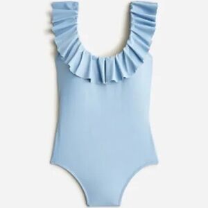 J. Crew Light Blue Ruffle One Piece Swimsuit